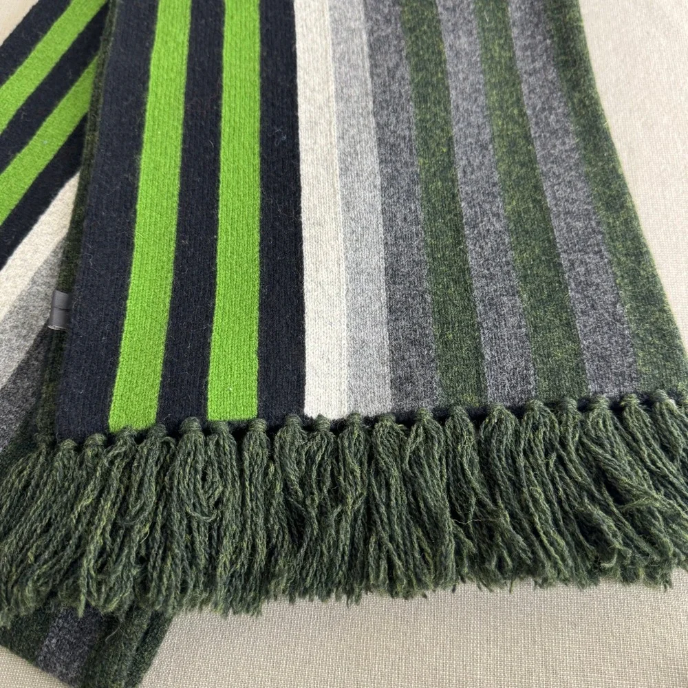Express Lambswool Scarf Striped‎ Green/Gray/Black/White